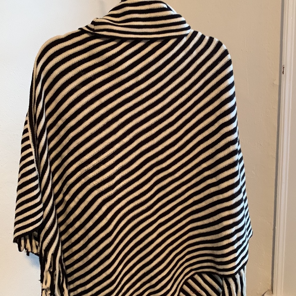 Chico’s Black & White Striped Turtleneck Poncho - Picture 5 of 8